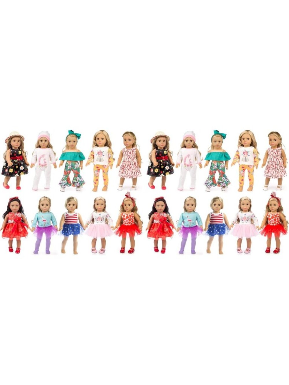 19-Piece American Doll Clothes Set for 18-Inch Dolls - Outfits & Accessories